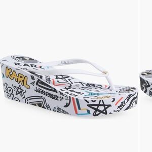 Karl Lagerfeld White Graphic Sandals
